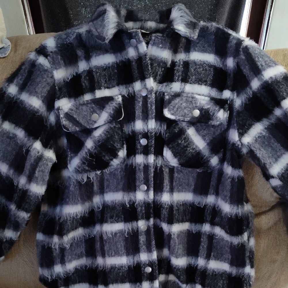 Plaid Women's Jacket in Black and White
